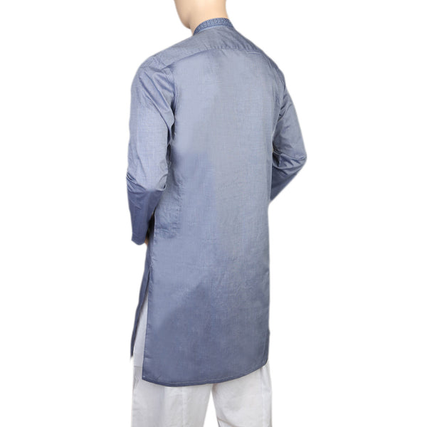 Eminent Embroidered Trim Fit Kurta For Men - Blue, Men, Kurtas, Chase Value, Chase Value