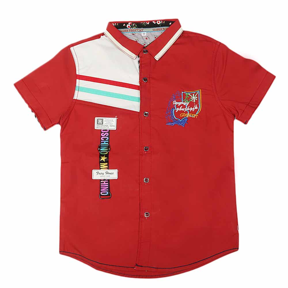 Boys Half Sleeves Printed Shirt - Red, Kids, Boys Shirts, Chase Value, Chase Value