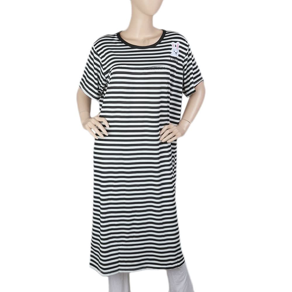 Women's Night Long T Shirt - Black, Women, Night Suit, Chase Value, Chase Value