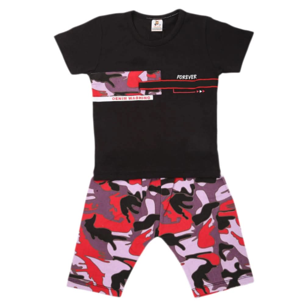 Boys Half Sleeves 2 Piece Suit - Black, Kids, Boys Sets And Suits, Chase Value, Chase Value