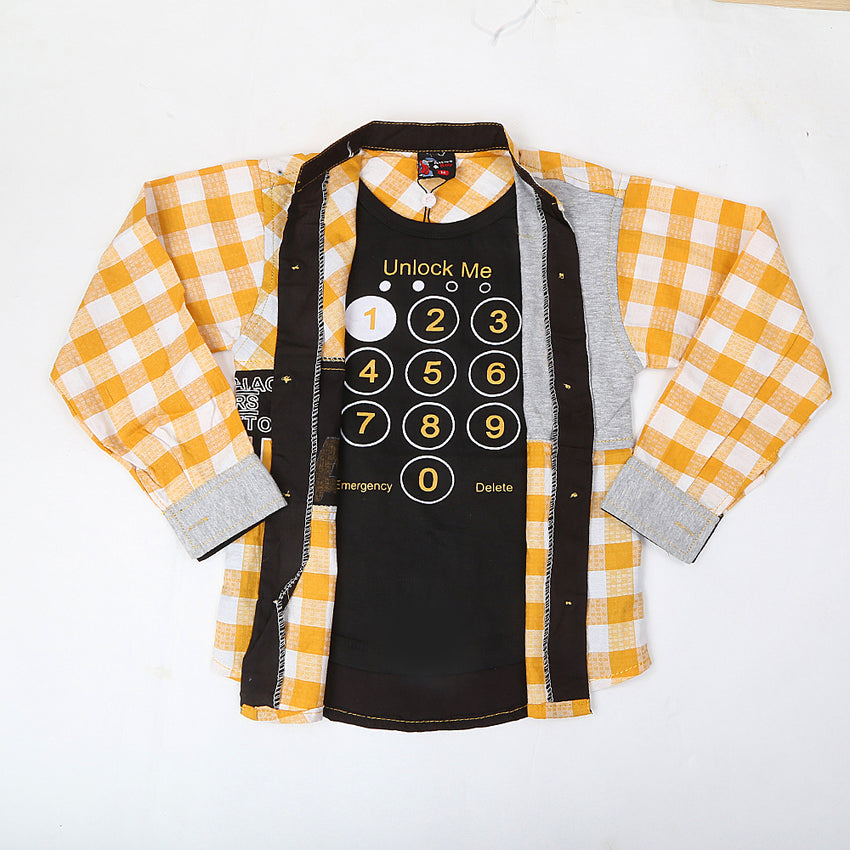 Boys Casual Shirt Full Sleeves - Yellow, Kids, Boys Shirts, Chase Value, Chase Value