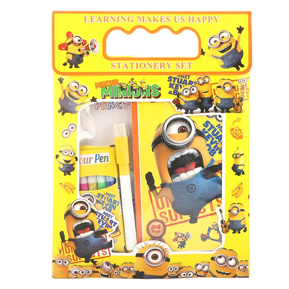 Minions Stationery Set 5 Pcs - Yellow, Kids, Pencil Boxes And Stationery Sets, Chase Value, Chase Value