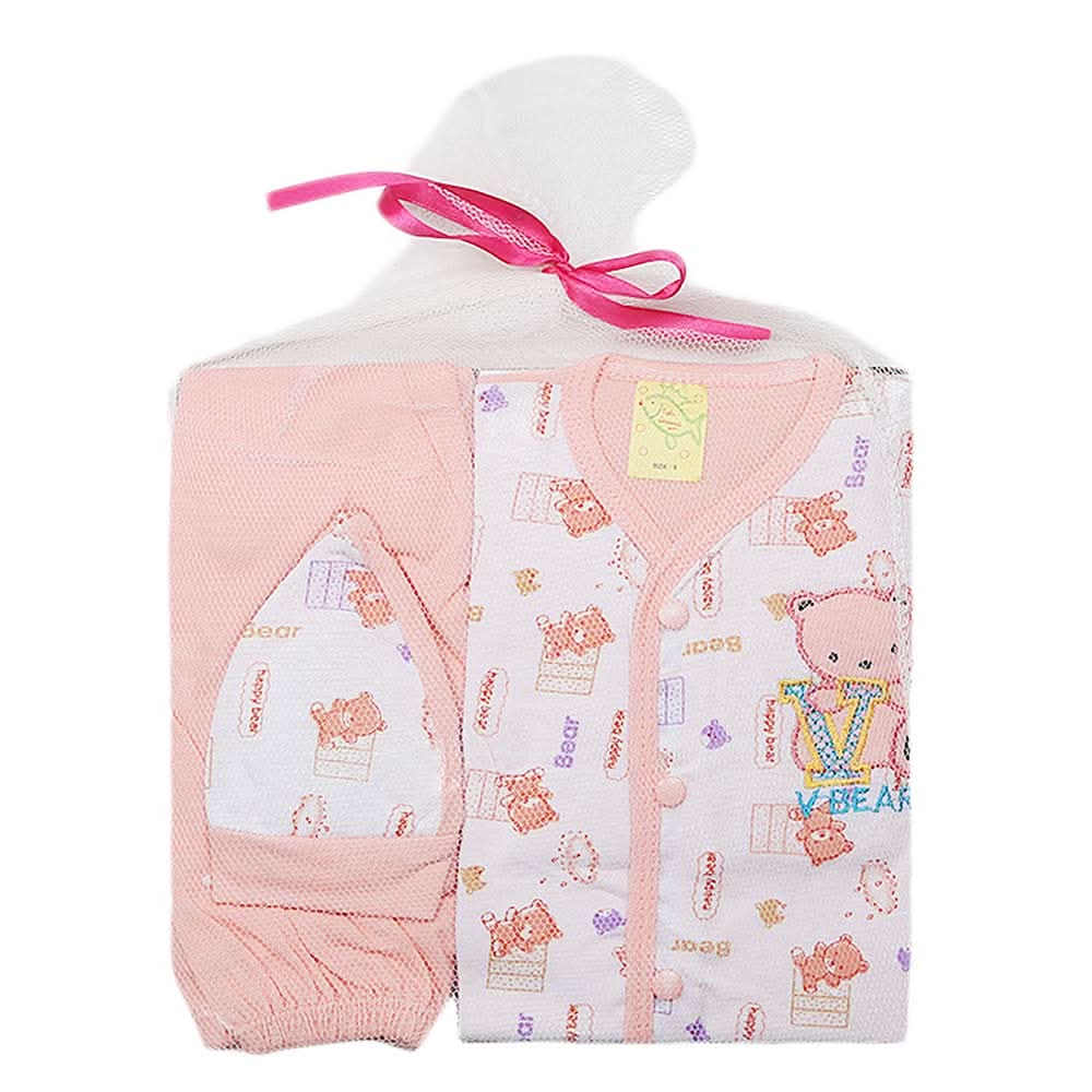 Newborn Gift Set Suits (3 Pcs) - Peach, Kids, NB Girls Sets And Suits, Chase Value, Chase Value