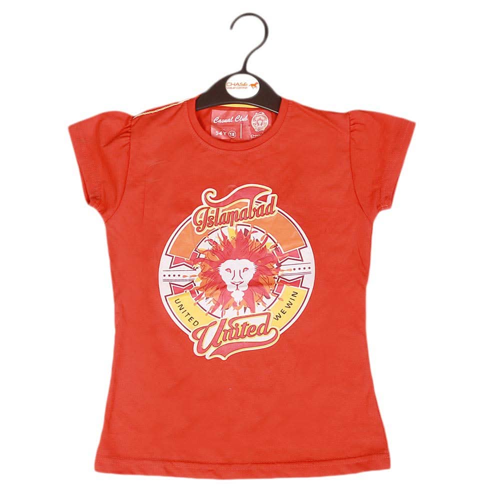 Islamabad United T-Shirt For Girls - Orange, Kids, Girls T-Shirts, Chase Value, Chase Value