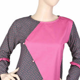Women's Cotton Kurti - Dark Grey & Pink, Women, Ready Kurtis, Chase Value, Chase Value