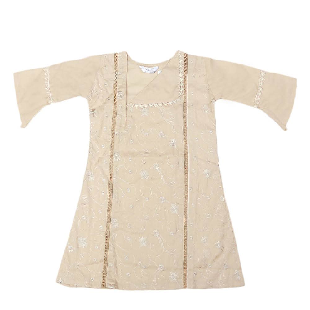 Girls Embroidered Cotton Suit 2 Pcs - Fawn, Kids, Girls Sets And Suits, Chase Value, Chase Value