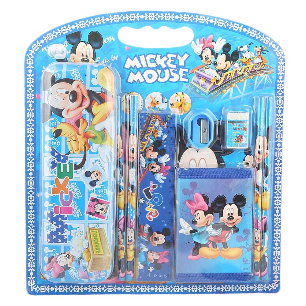 Mickey Mouse Stationery Set 6 Pcs - Blue, Kids, Pencil Boxes And Stationery Sets, Chase Value, Chase Value