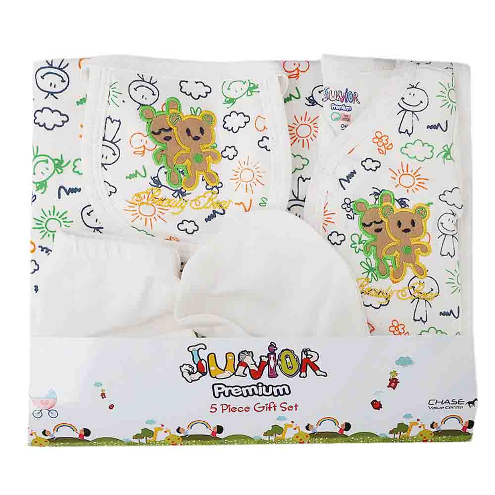 Newborn Baby Gift Suits (5 Pcs) - White, Newborn Baby Accessories, Chase Value, Chase Value