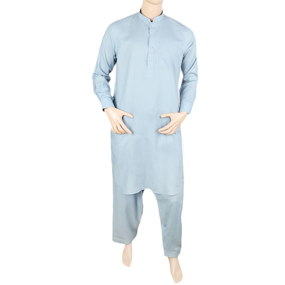 Men's Shalwar Kameez Band Collar -Plain- Light Grey, Men's Fashion, Chase Value, Chase Value
