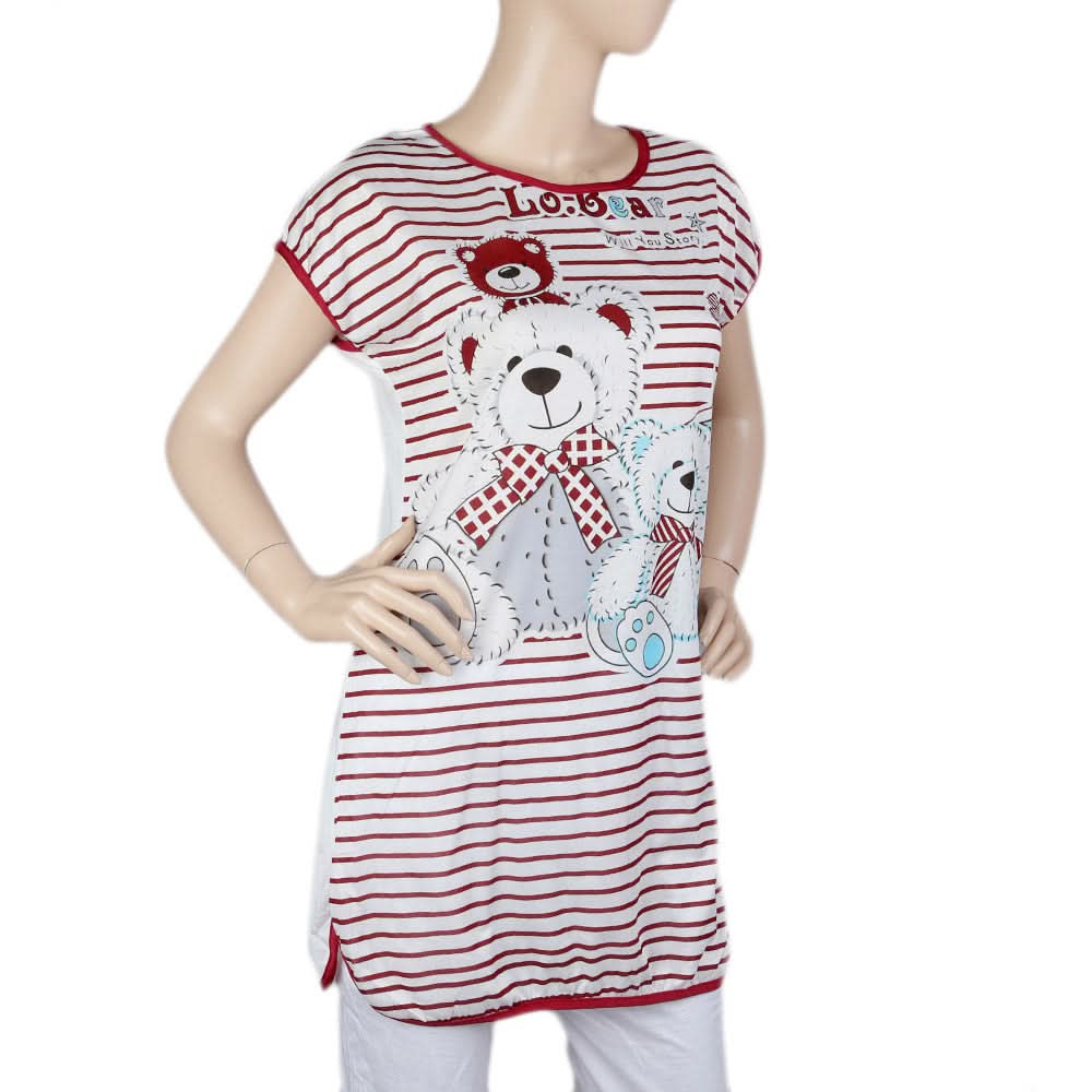 Women's Night T Shirt - Maroon, Women, Night Suit, Chase Value, Chase Value