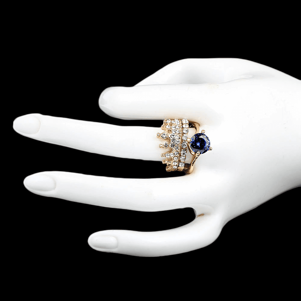 Women's Fancy Stone Ring - Golden - Blue - test-store-for-chase-value