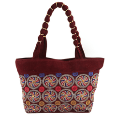 Women's Embroidery Handbag - Maroon - test-store-for-chase-value