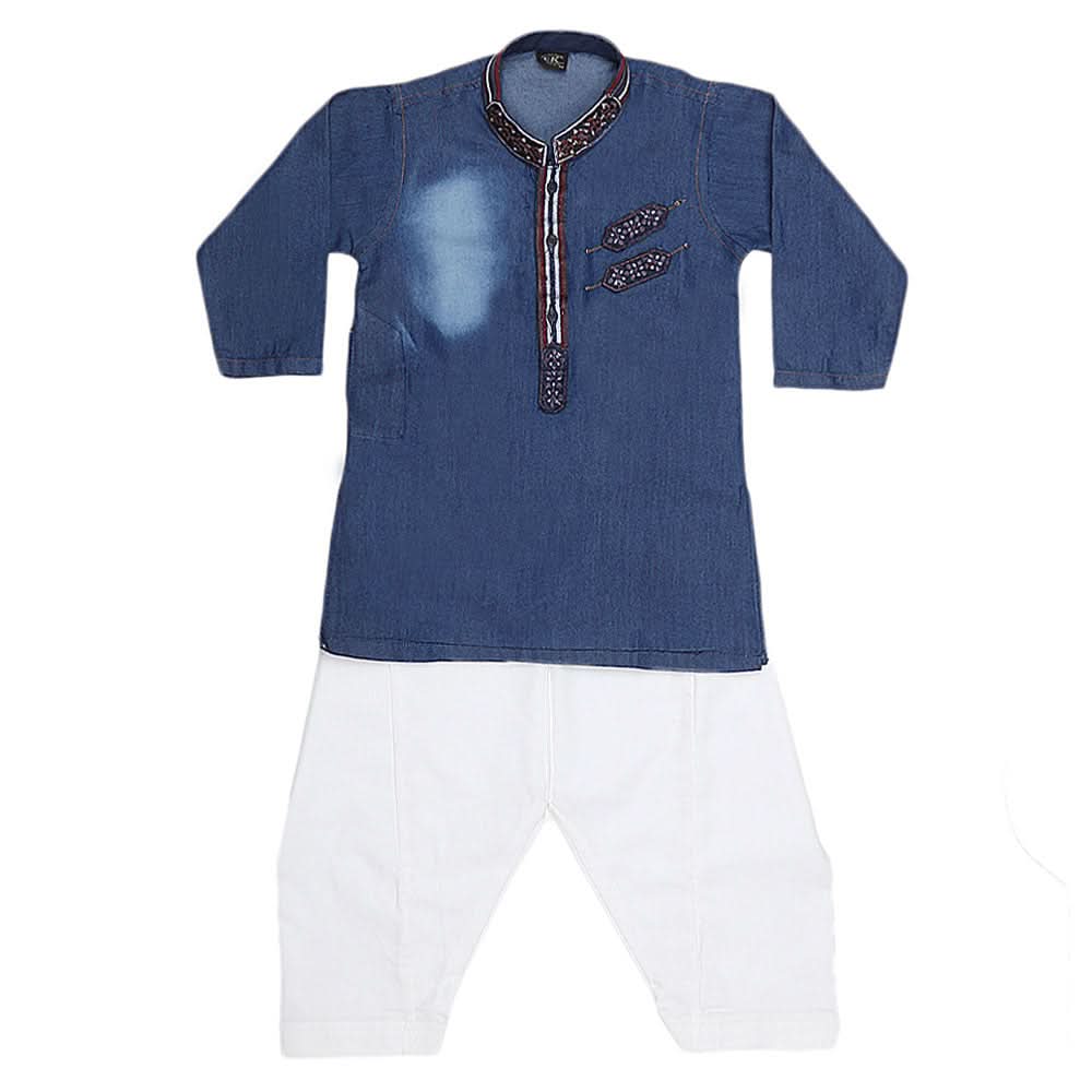Boys Denim Kurta Shalwar - Blue, Kids, Boys Shalwar Kameez, Chase Value, Chase Value