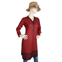 Women's Fancy Chikan Kurti - Red, Women's Fashion, Chase Value, Chase Value
