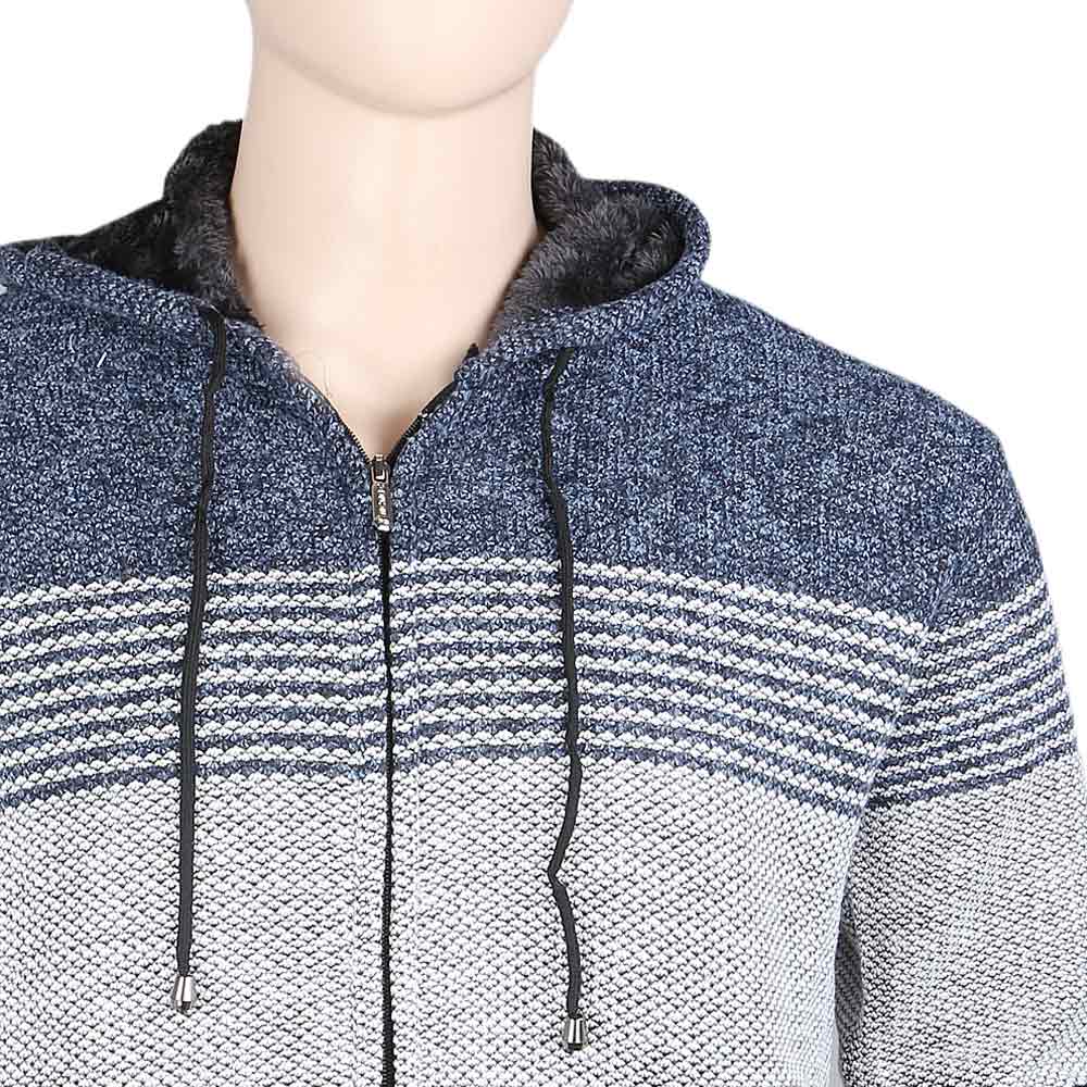 Men's Full Sleeves Hooded Zipper Upper - Steel Blue, Men, Jackets and Hoodies, Chase Value, Chase Value