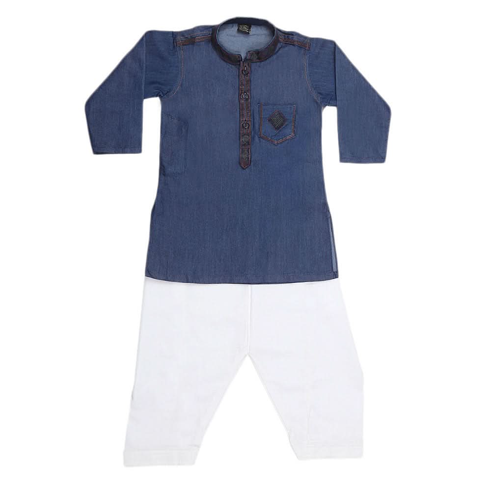 Boys Denim Kurta Shalwar - Blue, Kids, Boys Shalwar Kameez, Chase Value, Chase Value