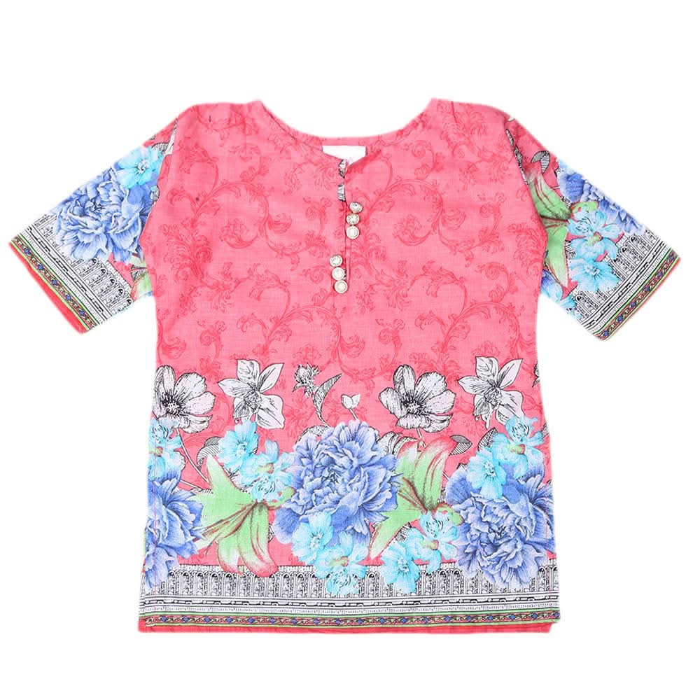 Girls Lawn Printed Kurti - Pink, Kids, Girls Kurti, Chase Value, Chase Value