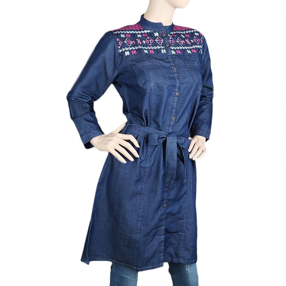 Women's Denim Kurti - Blue, Women, Ready Kurtis, Chase Value, Chase Value