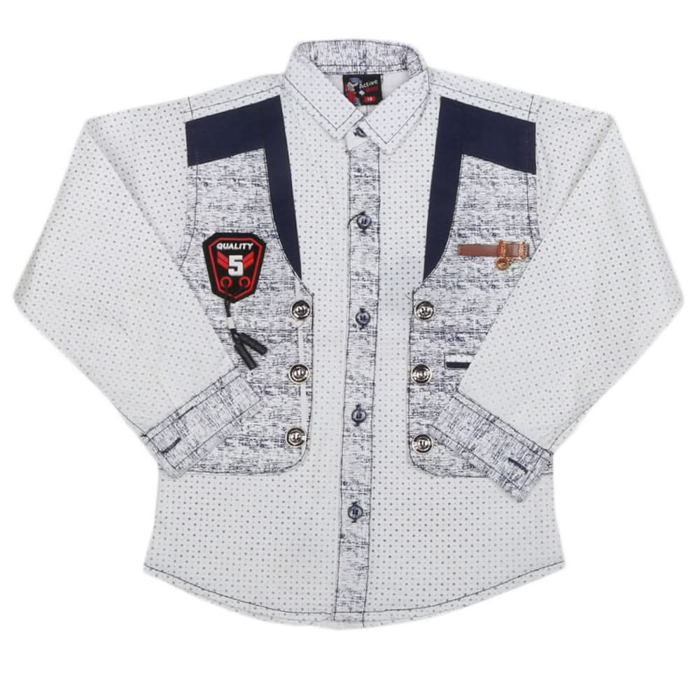 Boys Full Sleeves Casual Shirt - White, Kids, Boys Shirts, Chase Value, Chase Value