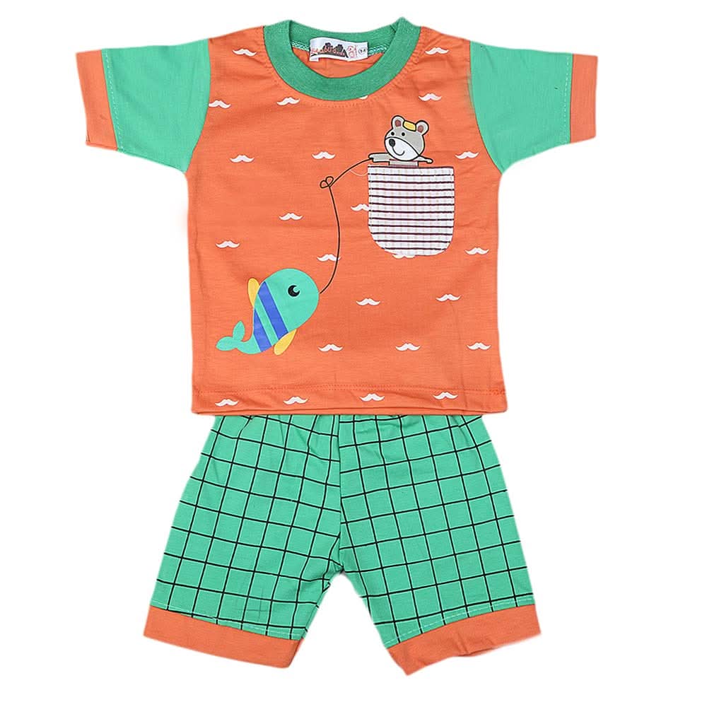 Boys Half Sleeves Suit 4549 - Peach-A, Kids, Boys Sets And Suits, Chase Value, Chase Value