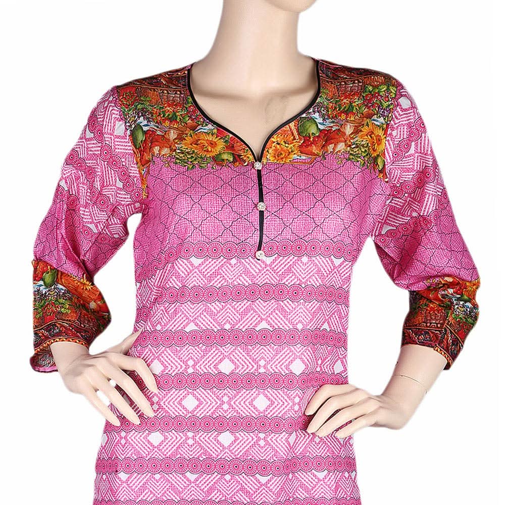 Women's Printed Lawn 2 Pcs Stitched Suit - Pink, Women, Shalwar Suits, Chase Value, Chase Value