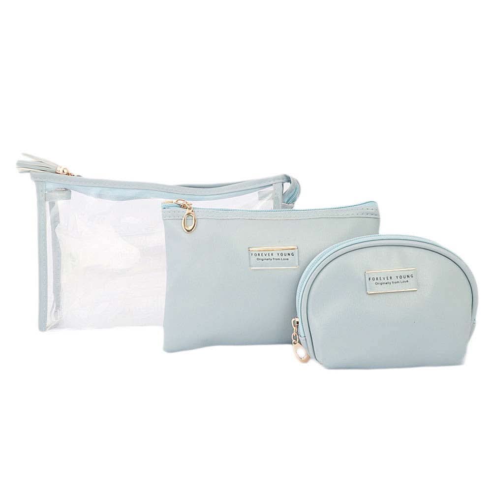 Women's Makeup Pouch 3 Pcs - Blue, Makeup Tools and Accessories, Chase Value, Chase Value