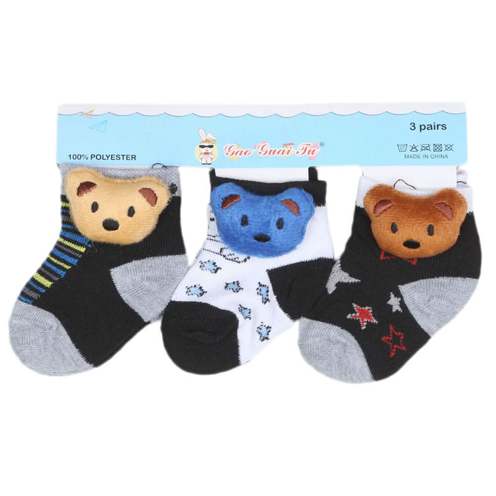 Newborn Baby Socks Pack Of 3 - Multi, Newborn Baby Accessories, Chase Value, Chase Value