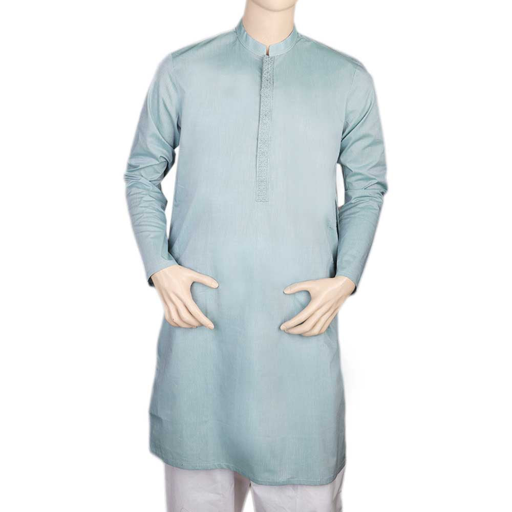 Eminent Embroidered Trim Fit Kurta For Men - Green, Men, Kurtas, Chase Value, Chase Value