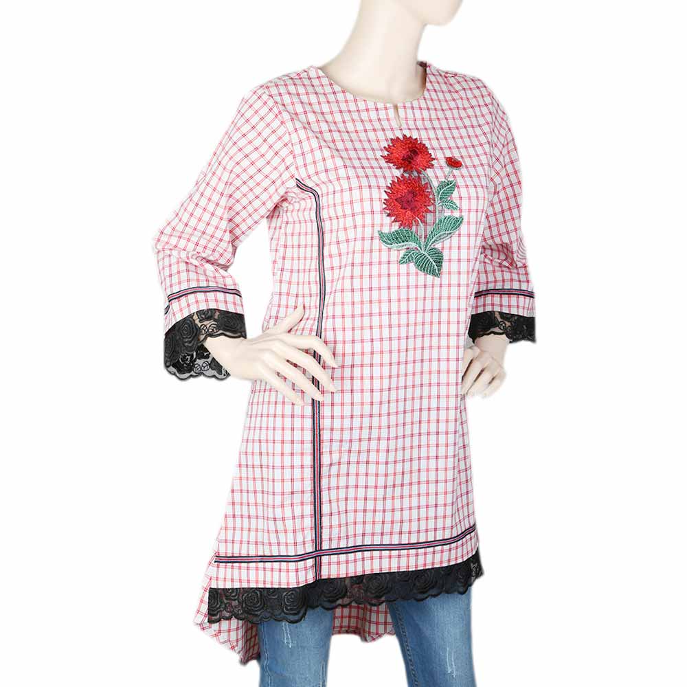 Women's Embroidered Kurti - Red, Women, Ready Kurtis, Chase Value, Chase Value