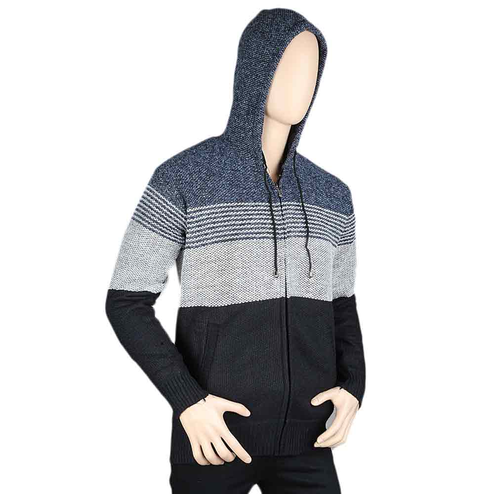 Men's Full Sleeves Hooded Zipper Upper - Steel Blue, Men, Jackets and Hoodies, Chase Value, Chase Value