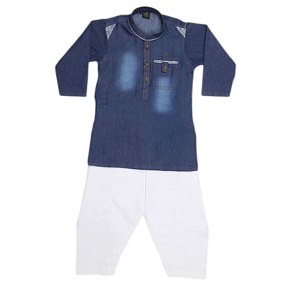 Boys Denim Kurta Shalwar - Blue, Kids, Boys Shalwar Kameez, Chase Value, Chase Value