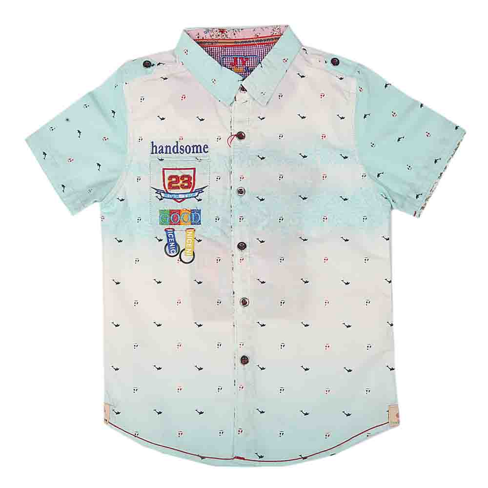 Boys Half Sleeves Printed Shirt - Cyan, Kids, Boys Shirts, Chase Value, Chase Value