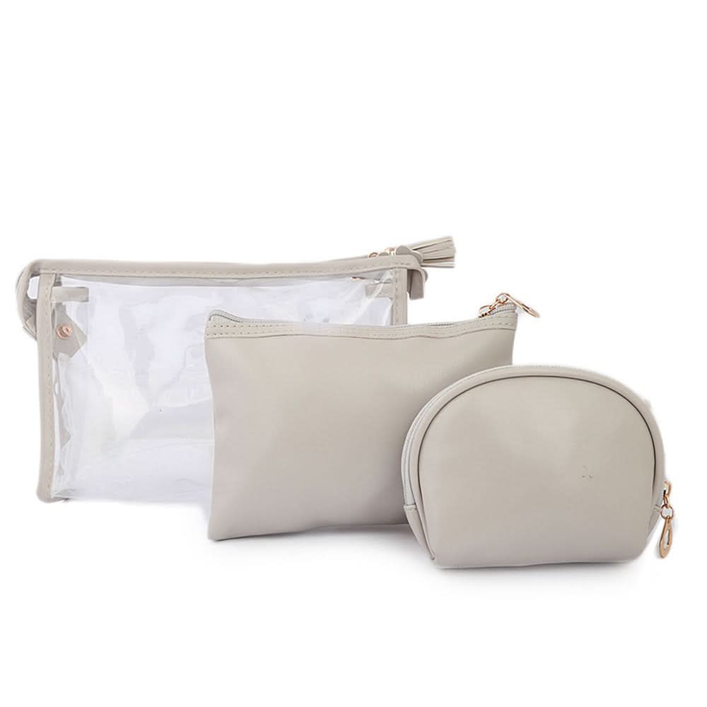Women's Makeup Pouch 3 Pcs - Grey, Makeup Tools and Accessories, Chase Value, Chase Value