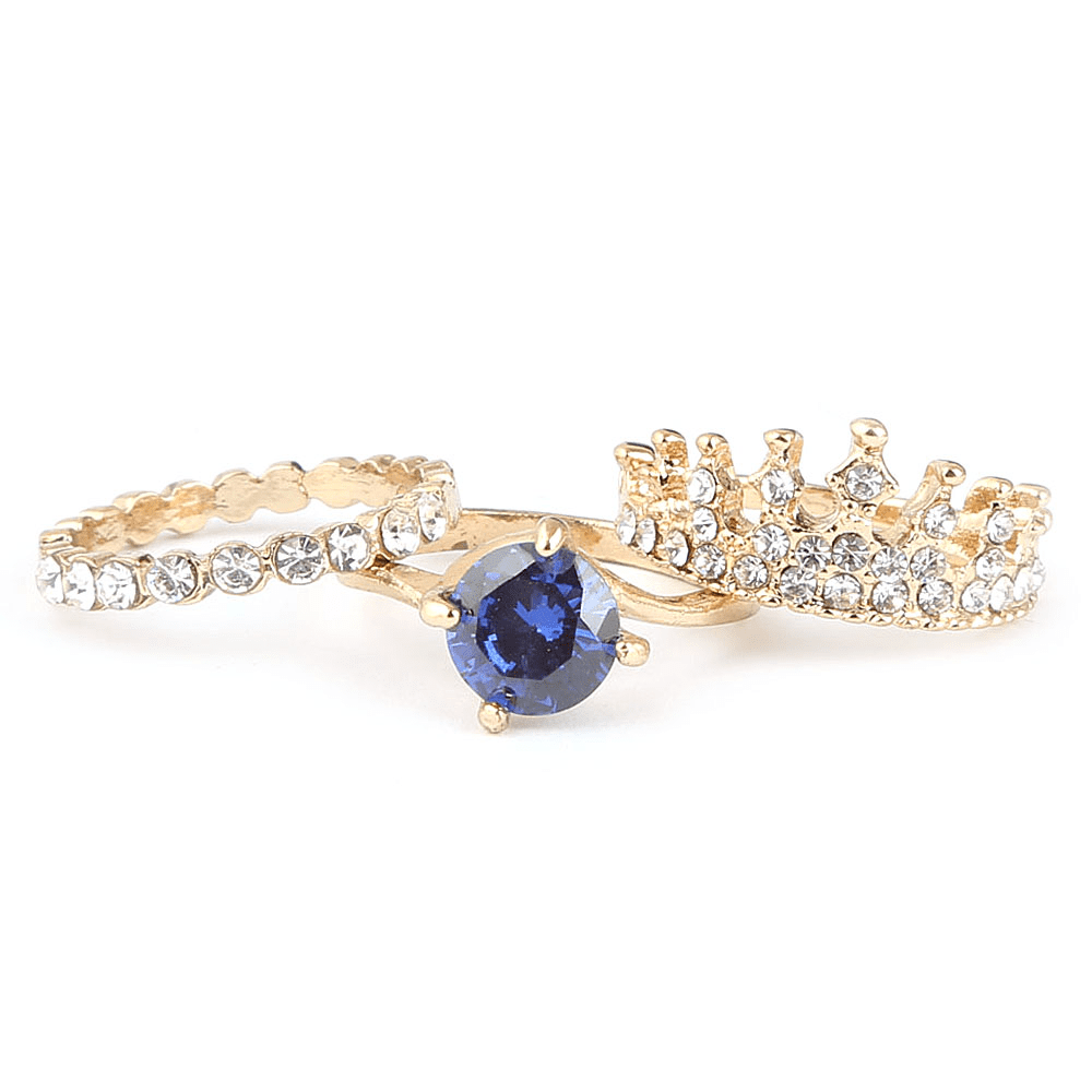 Women's Fancy Stone Ring - Golden - Blue - test-store-for-chase-value
