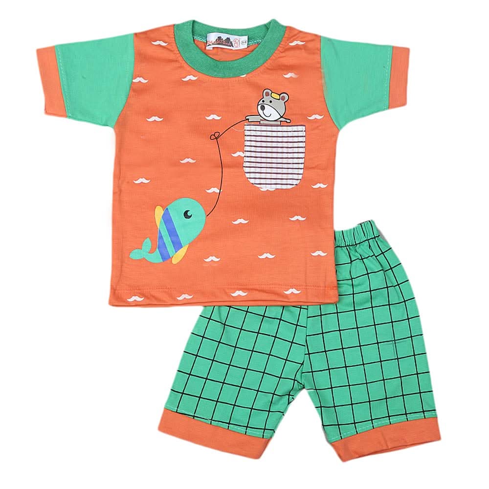 Boys Half Sleeves Suit 4549 - Peach-A, Kids, Boys Sets And Suits, Chase Value, Chase Value