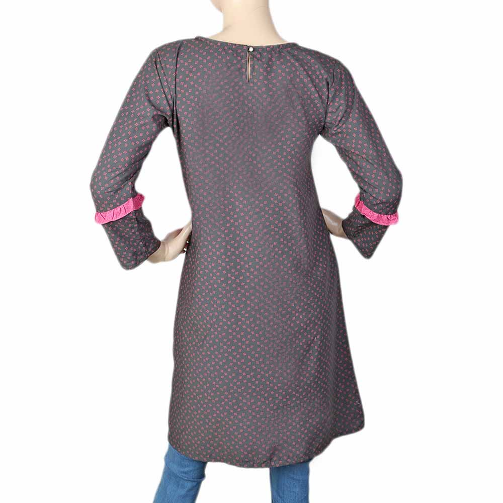 Women's Cotton Kurti - Dark Grey & Pink, Women, Ready Kurtis, Chase Value, Chase Value