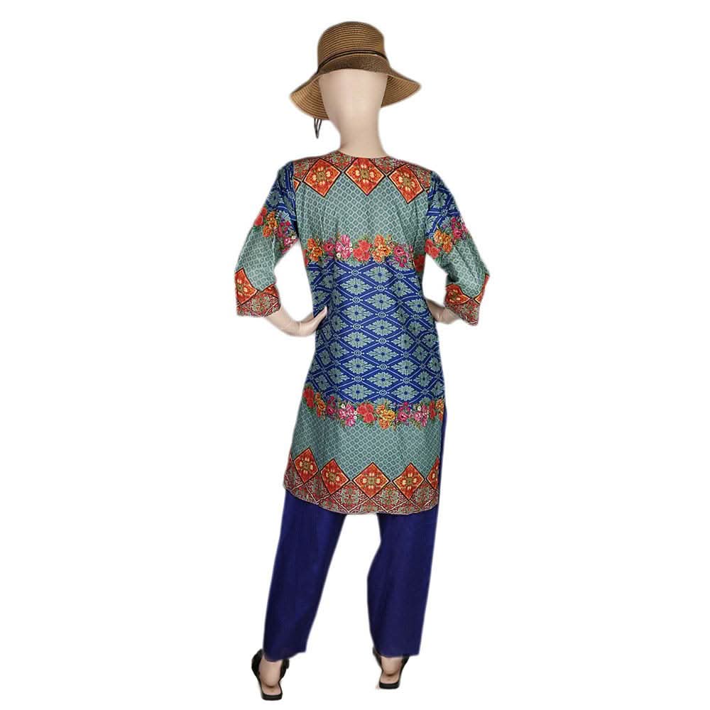 Women's Printed Lawn 2 Pcs Stitched Suit - Royal Blue, Women, Shalwar Suits, Chase Value, Chase Value