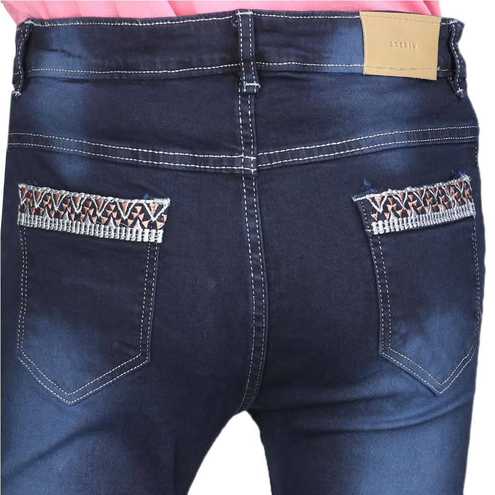 Women's Embroidery Denim Pant - Dark Blue, Women, Pants & Tights, Chase Value, Chase Value