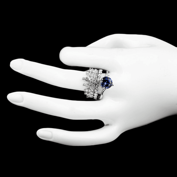 Women's Fancy Stone Ring - Silver - Blue - test-store-for-chase-value