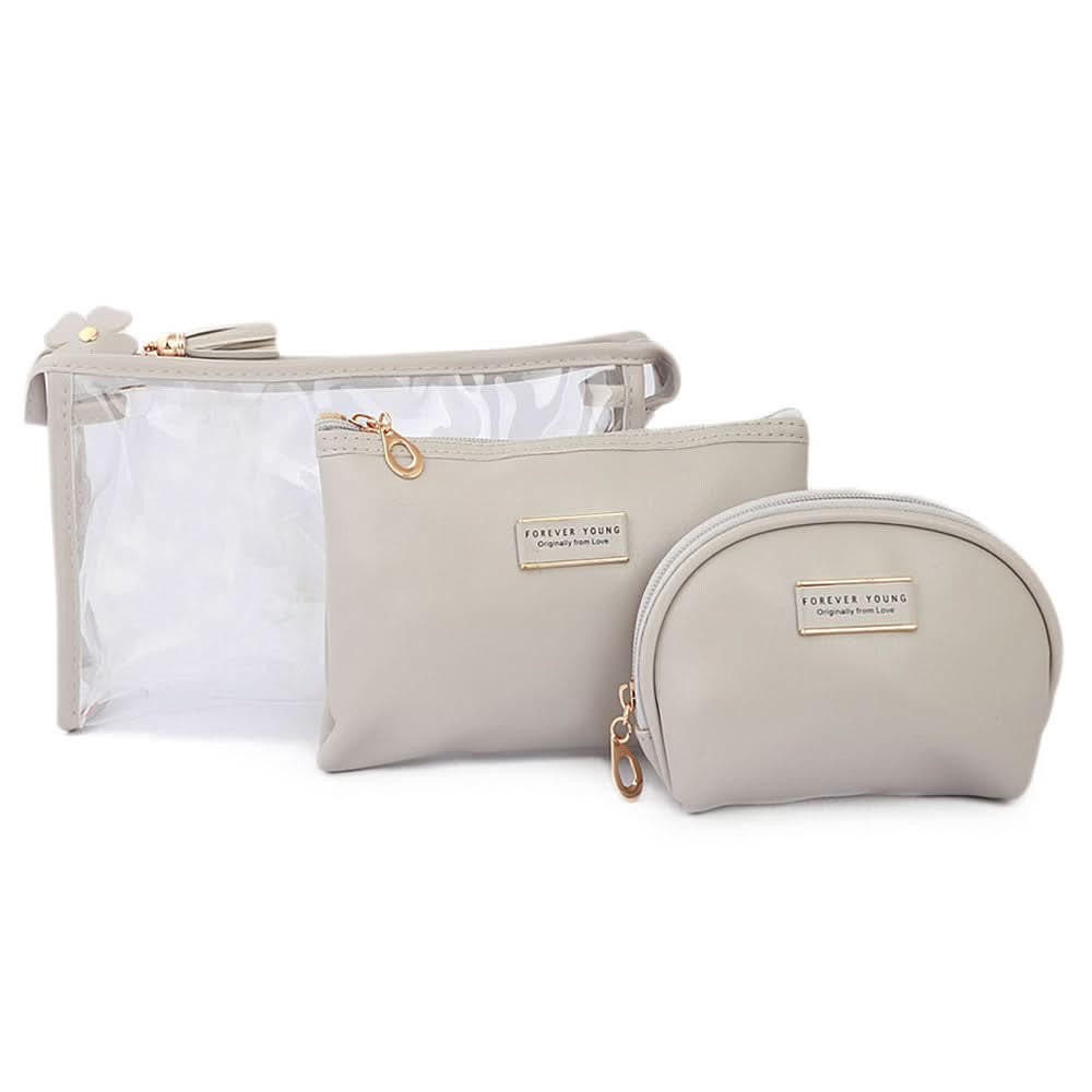 Women's Makeup Pouch 3 Pcs - Grey, Makeup Tools and Accessories, Chase Value, Chase Value