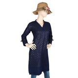 Women's Fancy Chikan Kurti - Navy Blue, Women's Fashion, Chase Value, Chase Value
