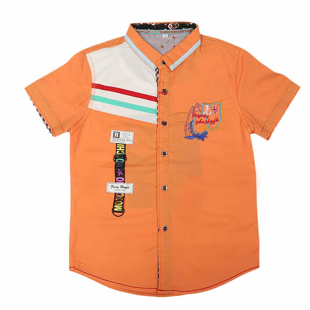 Boys Half Sleeves Printed Shirt - Orange, Kids, Boys Shirts, Chase Value, Chase Value