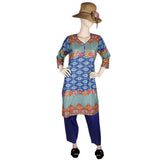 Women's Printed Lawn 2 Pcs Stitched Suit - Royal Blue, Women, Shalwar Suits, Chase Value, Chase Value
