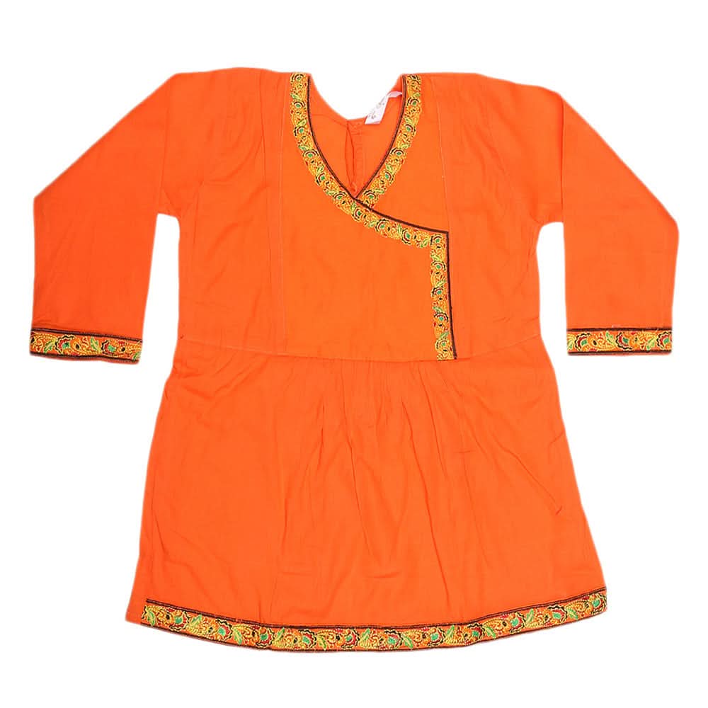 Girls Embroidered 2 Piece Suit - Orange, Kids, Girls Sets And Suits, Chase Value, Chase Value