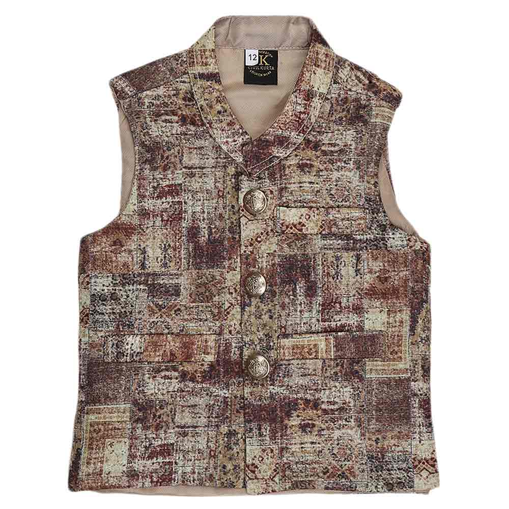 Boys Digital Waistcoat - Fawn, Kids, Boys Waistcoats, Chase Value, Chase Value