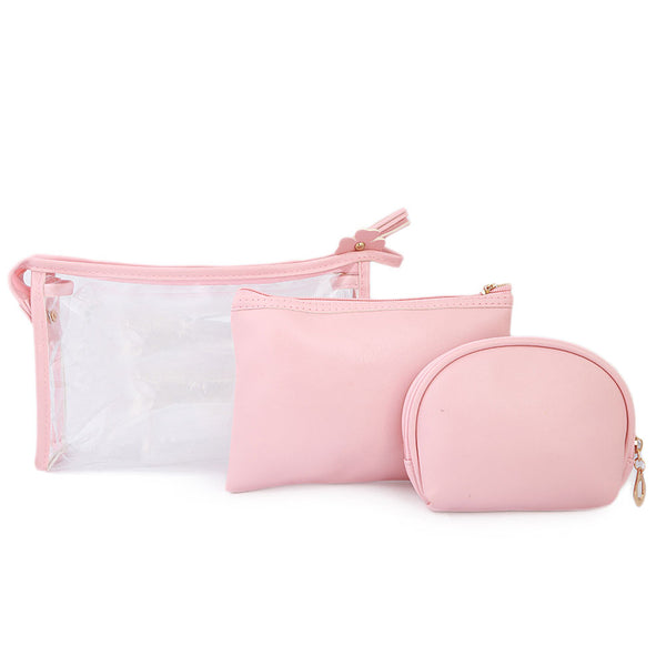 Women's Makeup Pouch 3 Pcs - Pink, Makeup Tools and Accessories, Chase Value, Chase Value