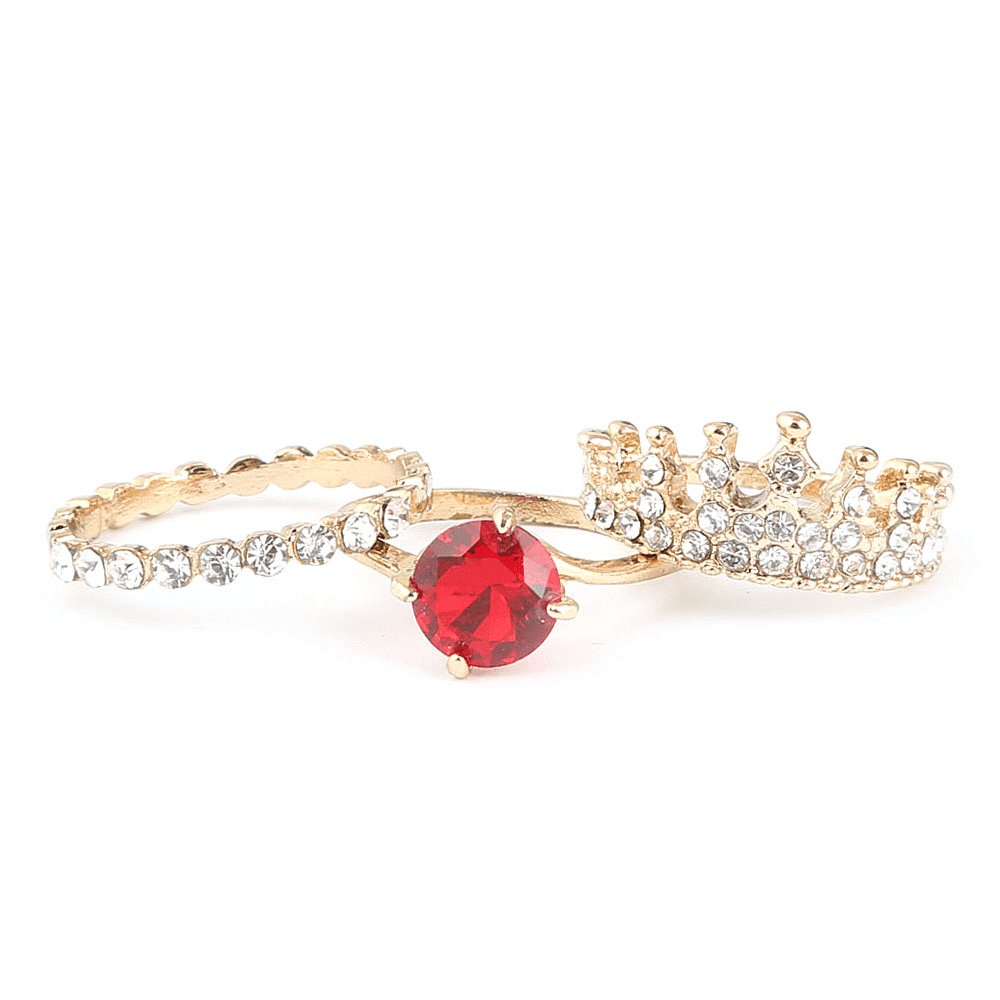 Women's Fancy Stone Ring - Golden - Red - test-store-for-chase-value