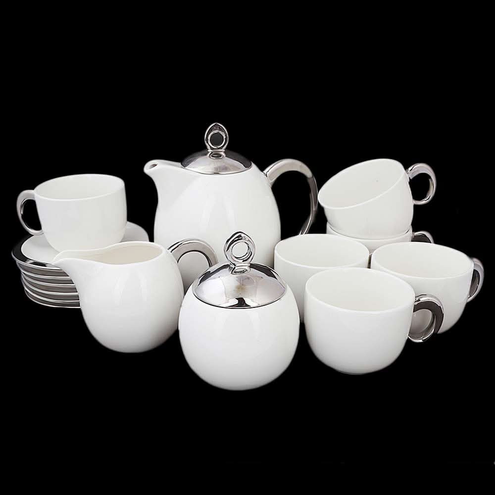 Royal Tea Set 17 Pcs - Silver, Home & Lifestyle, Serving And Dining, Chase Value, Chase Value