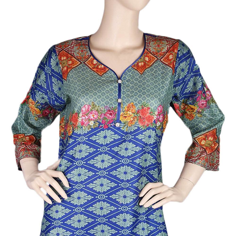 Women's Printed Lawn 2 Pcs Stitched Suit - Royal Blue, Women, Shalwar Suits, Chase Value, Chase Value