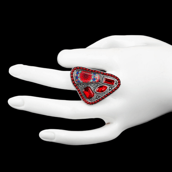 Women's Fancy Stone Ring - Red - test-store-for-chase-value